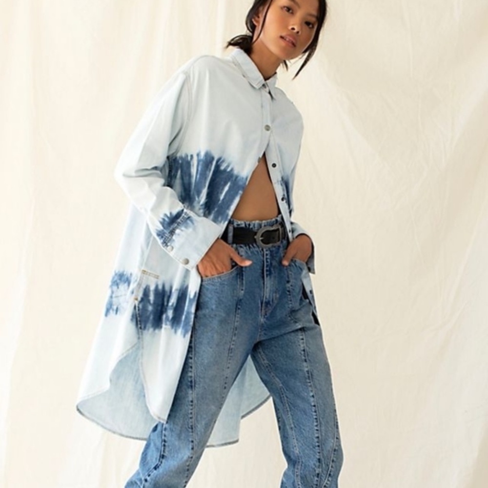 NWT FREE PEOPLE TUSCAN DENIM TUNIC DRESS M